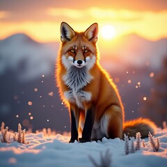 red fox in the snow