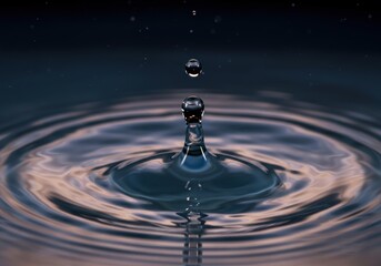 Water Ripple from a Single Drop a Concept for Calm Peace and a Ripple Effect in Zen or a Spa