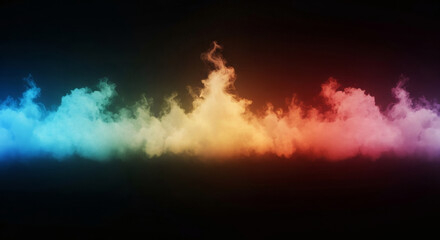 Fototapeta premium Colorful Gradient Smoke Waves, Abstract Art, Digital Creation, Dark Background, Vibrant Environment, Artistic View, Visual Concept
