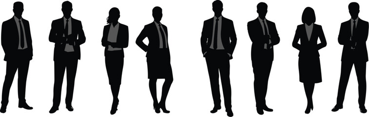 Silhouette of Business Team Standing Under Spotlight, Highlighting 'Team Ascent' Concept