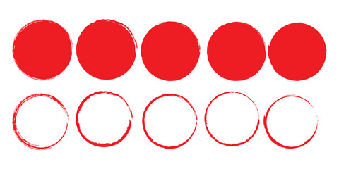 Grunge circles brush set. Black circle frames. Round line of black paint.