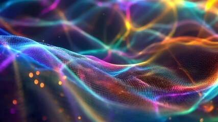 Colorful abstract blue background with glowing waves and dynamic light patterns in space 4k abstract background video - Powered by Adobe