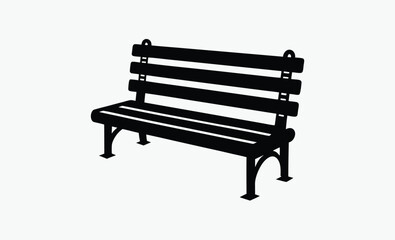 park bench silhouette, outdoor seating icon