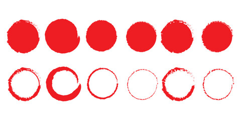 Grunge circles brush set. Black circle frames. Round line of black paint.