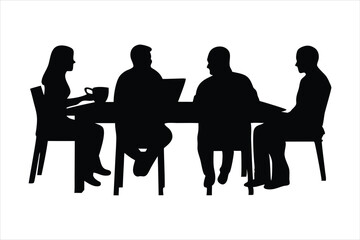 Business Meeting Group Silhouette - Corporate Discussion Vector