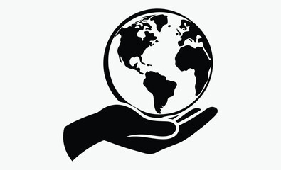 hands holding earth silhouette icon