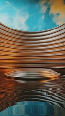 Obraz premium Abstract bronze stage with teal water reflection