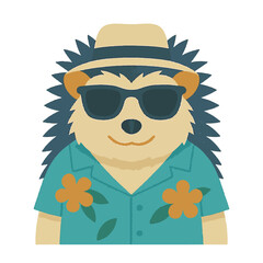 hedgehog in summer clothes animal vector on white background vector animal in summer hat and sunglasses on white background