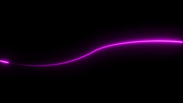 Neon perple wavy line illuminated against a deep black background