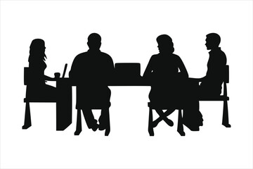 Fototapeta premium Business Meeting Group Silhouette - Corporate Discussion Vector