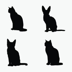 black cat silhouette, arched back pose, spooky feline design