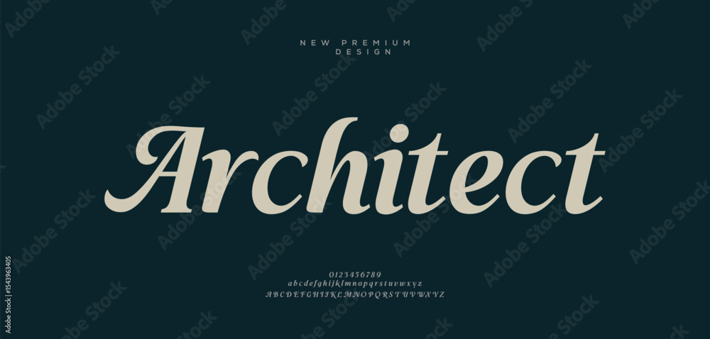 Fototapete architectural project font, technical draw style alphabet. geometrical typography. wireframe letters