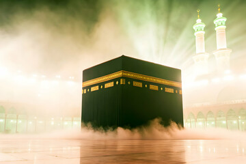 Kaaba at night in golden mist with divine light rays © NorStock