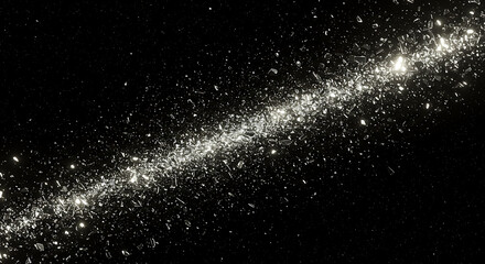Obraz premium Cosmic Dust Trail: A mesmerizing long exposure captures a celestial river of cosmic dust and stars against a deep black background. The image evokes a sense of wonder and mystery.