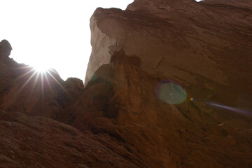 canyon,Danxia landform, Yadan landform, Xinjiang, Devil City, desert, adjacent, weathered, eroded, damaged, destroyed