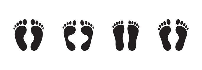 Footprint Vector Illustration Set Silhouette | Shoe, Paw, and Barefoot Print Icons Footprint Vector Illustration Set Silhouette | Human and Animal Tracks Collection