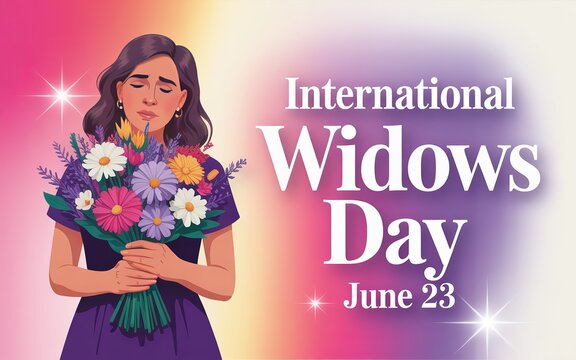 International Widows Day, Clean graphic design raises awareness for widows' rights globally.