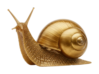 Golden snail sculpture art installation urban setting creative environment close-up view unique concept