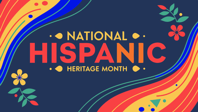 National Hispanic Heritage Month Poster with Colorful Swirls and Floral Motif, Cultural Celebration, Generative AI - Powered by Adobe