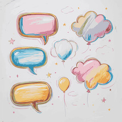 Drawn with a white pencil frames clouds for text, titles write vector design