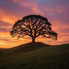 tree at sunset