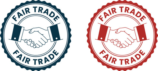 Formal Red and Blue Fair Trade Icons for Corporate, Nonprofit, or NGO Brand Use on Reports, Packaging, and Presentation Slides
