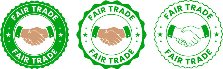 Green Fair Trade Badges for Organic Product Labels, Farmer Market Packaging, and Environmentally Friendly Branding
