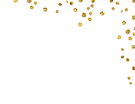 Scattered gold confetti in a corner arrangement isolated on white or transparent background - Powered by Adobe