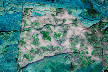 Close up view of Blue green rock design
