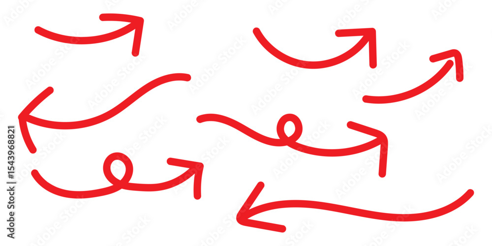 Poster set of curved hand drawn arrows collection of curved hand drawn arrows. arrow vector elements hand d