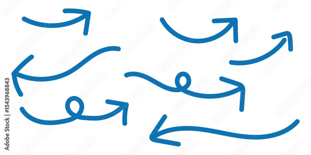 Poster set of curved hand drawn arrows collection of curved hand drawn arrows. arrow vector elements hand d