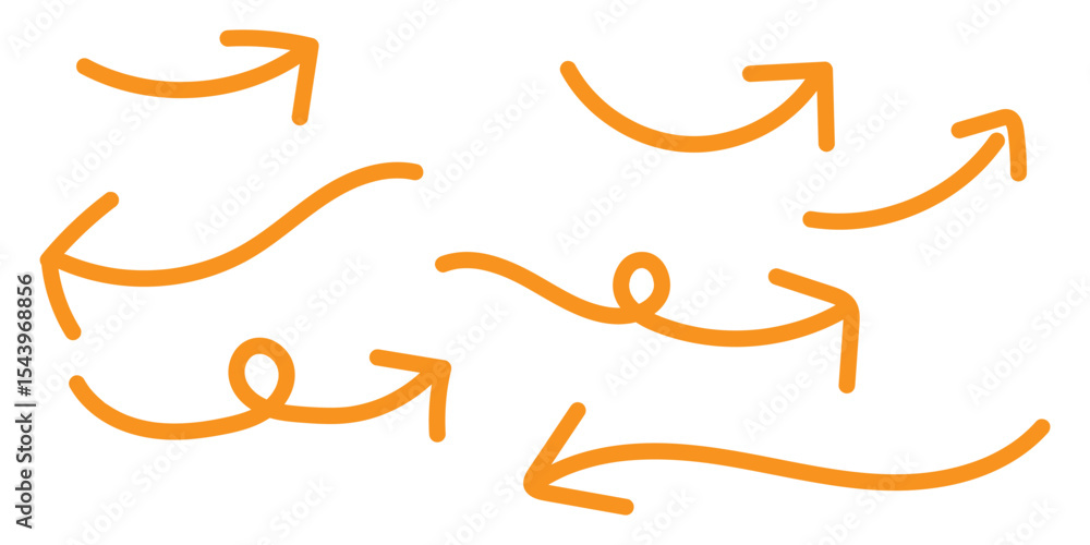Poster set of curved hand drawn arrows collection of curved hand drawn arrows. arrow vector elements hand d