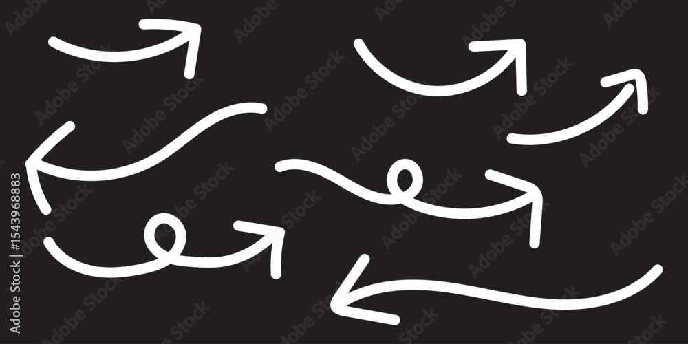Poster set of curved hand drawn arrows collection of curved hand drawn arrows. arrow vector elements hand d