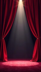 Crimson velvet stage curtains, spotlight beam , curtain, show, theater