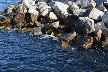 stones on the shores of the mediterranean sea.
