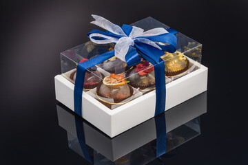 fruit berry tea in transparent balls and heart.