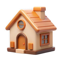 Cute cartoon house 3d render isolated on transparent background