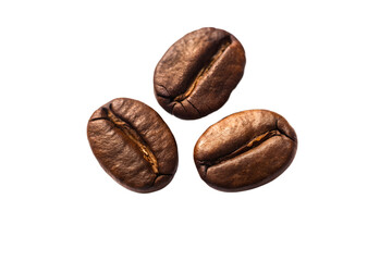 Obraz premium Three Roasted Coffee Beans on White Background