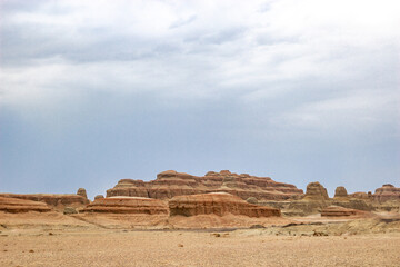 the monument valley,Danxia landform, Yadan landform, Xinjiang, Devil City, desert, adjacent,...