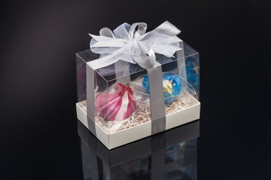fruit berry tea in transparent balls and heart.