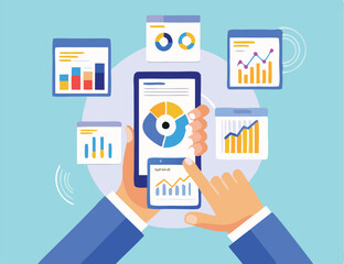set of business people analyzing data on charts and graphs. Business using remote servers to analyzing large sets of data and recognizing mistakes.