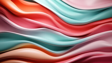 Obraz premium An elegant depiction of flowing colorful waves in soft tones, showcasing a harmonious blend of shapes and colors that evoke feelings of calm and tranquility.