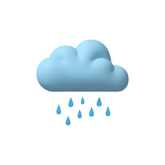 3D Render: Cute Cloud Rain Icon - Perfect for Weather Apps & Designs