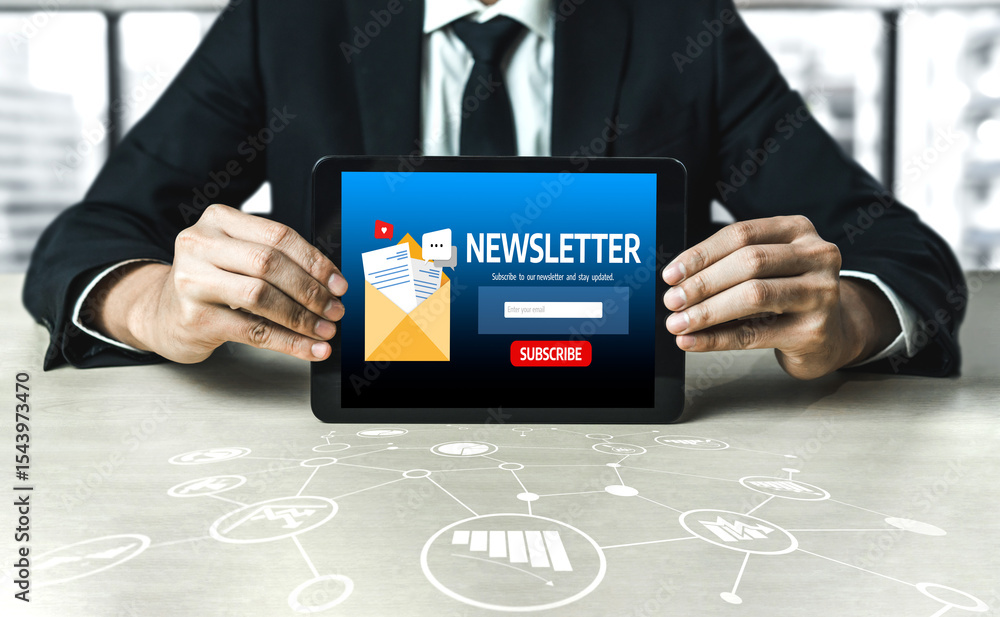 Poster newsletter signup page on computer for customer to subscribe snugly newsletter update information to