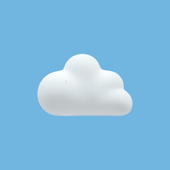 3D Cloud Icon: Simple White Cloud Graphic for Website and App Design