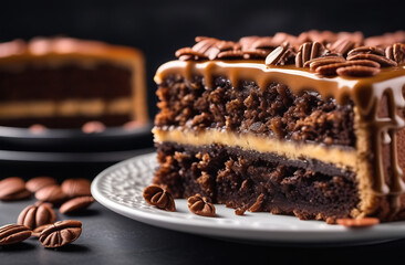 Piece of chocolate cake. delicious dessert