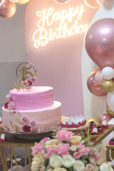Festa de 15 anos cor de rosa