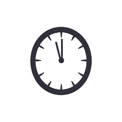 Time Management Icon: Clock Showing Five Minutes to Twelve