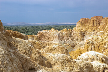 mountain landscape with blue sky,Danxia landform, Yadan landform