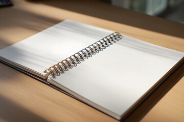 Open Spiral Notebook with Blank Pages on Desk